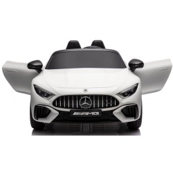 Ηλεκτροκίνητο Παιδικό αυτοκίνητο Licensed Mercedes AMG SL63 12V με δερμάτινα καθίσματα και ελαστικά τύπου αυτοκινήτου σε Λευκό