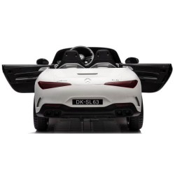 Ηλεκτροκίνητο Παιδικό αυτοκίνητο Licensed Mercedes AMG SL63 12V με δερμάτινα καθίσματα και ελαστικά τύπου αυτοκινήτου σε Λευκό