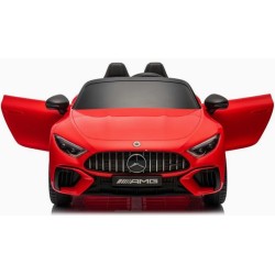 Ηλεκτροκίνητο Παιδικό αυτοκίνητο Licensed Mercedes AMG SL63 12V με δερμάτινα καθίσματα και ελαστικά τύπου αυτοκινήτου σε Κόκκινο