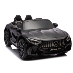 Ηλεκτροκίνητο Παιδικό αυτοκίνητο Licensed Mercedes AMG SL63 12V με δερμάτινα καθίσματα και ελαστικά τύπου αυτοκινήτου σε Μαύρο