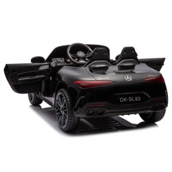 Ηλεκτροκίνητο Παιδικό αυτοκίνητο Licensed Mercedes AMG SL63 12V με δερμάτινα καθίσματα και ελαστικά τύπου αυτοκινήτου σε Μαύρο