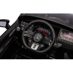 Ηλεκτροκίνητο Παιδικό αυτοκίνητο Licensed Mercedes AMG SL63 12V με δερμάτινα καθίσματα και ελαστικά τύπου αυτοκινήτου σε Μαύρο