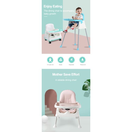 3 σε 1 παιδικό καρεκλάκι φαγητού δερματίνης ηλικίας 0 έως 4 ετών με διπλό τραπεζάκι σε πράσινο