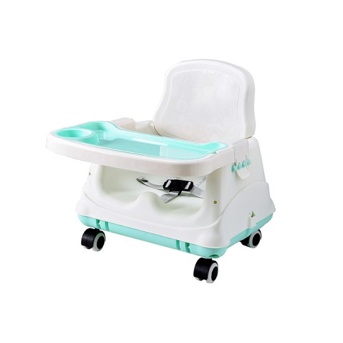 3 σε 1 παιδικό καρεκλάκι φαγητού δερματίνης ηλικίας 0 έως 4 ετών με διπλό τραπεζάκι σε πράσινο