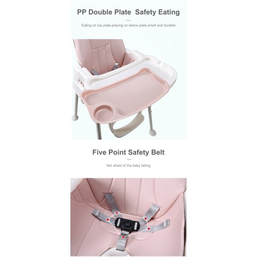 3 σε 1 παιδικό καρεκλάκι φαγητού δερματίνης ηλικίας 0 έως 4 ετών με διπλό τραπεζάκι σε πράσινο