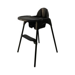 Καρεκλάκι φαγητού FunBaby 2 σε 1 με πλαστικό σκελετό και κάθισμα  απο 6 μηνών έως 15 κιλά σε μαύρο χρώμα