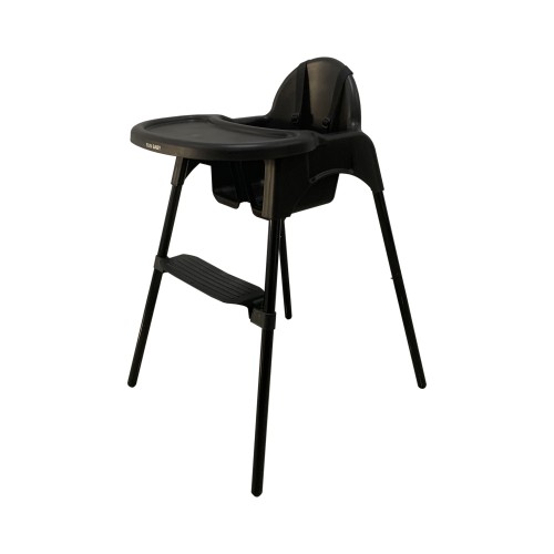 Καρεκλάκι φαγητού FunBaby 2 σε 1 με πλαστικό σκελετό και κάθισμα  απο 6 μηνών έως 15 κιλά σε μαύρο χρώμα