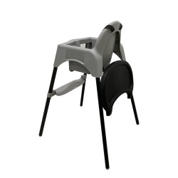 Καρεκλάκι φαγητού FunBaby 2 σε 1 με πλαστικό σκελετό και κάθισμα  απο 6 μηνών έως 15 κιλά σε μαύρο γκρι χρώμα