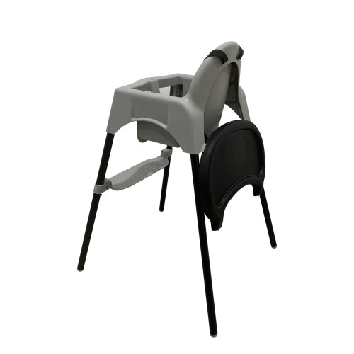 Καρεκλάκι φαγητού FunBaby 2 σε 1 με πλαστικό σκελετό και κάθισμα  απο 6 μηνών έως 15 κιλά σε μαύρο γκρι χρώμα