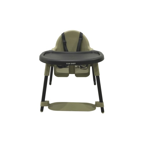 Καρεκλάκι φαγητού FunBaby 2 σε 1 με πλαστικό σκελετό και κάθισμα  απο 6 μηνών έως 15 κιλά σε λαδί χρώμα