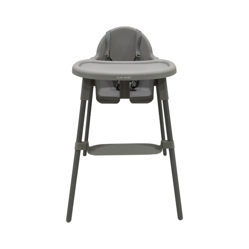 Καρεκλάκι φαγητού FunBaby 2 σε 1 με πλαστικό σκελετό και κάθισμα  απο 6 μηνών έως 15 κιλά σε γκρι χρώμα