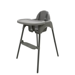 Καρεκλάκι φαγητού FunBaby 2 σε 1 με πλαστικό σκελετό και κάθισμα  απο 6 μηνών έως 15 κιλά σε γκρι χρώμα