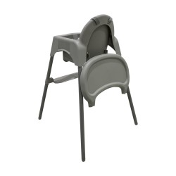 Καρεκλάκι φαγητού FunBaby 2 σε 1 με πλαστικό σκελετό και κάθισμα  απο 6 μηνών έως 15 κιλά σε γκρι χρώμα