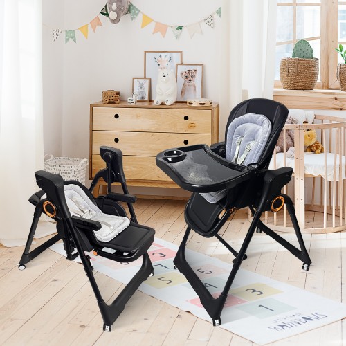 Ηλεκτρικό καρεκλάκι φαγητού Galaxy 3 σε 1 με ανάκληση δυνατότητα κούνιας bluetooth και χειριστήριο απο 3 μηνών έως 20 κιλά σε μαύρο χρώμα