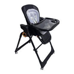 Ηλεκτρικό καρεκλάκι φαγητού Galaxy 3 σε 1 με ανάκληση δυνατότητα κούνιας bluetooth και χειριστήριο απο 3 μηνών έως 20 κιλά σε μαύρο χρώμα