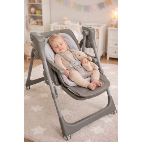 Ηλεκτρικό καρεκλάκι φαγητού Galaxy 3 σε 1 με ανάκληση δυνατότητα κούνιας bluetooth και χειριστήριο απο 3 μηνών έως 20 κιλά σε γκρι χρώμα