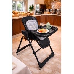 Ηλεκτρικό καρεκλάκι φαγητού Galaxy 3 σε 1 με ανάκληση δυνατότητα κούνιας bluetooth και χειριστήριο απο 3 μηνών έως 20 κιλά σε μαύρο χρώμα
