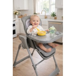 Ηλεκτρικό καρεκλάκι φαγητού Galaxy 3 σε 1 με ανάκληση δυνατότητα κούνιας bluetooth και χειριστήριο απο 3 μηνών έως 20 κιλά σε γκρι χρώμα