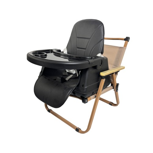 Καρεκλάκι φαγητού Moon 3 σε 1 με μεταλλικό σκελετό και πλαστικό κάθισμα με δερματίνη απο 6 μηνών έως 15 κιλά σε μαύρο χρώμα