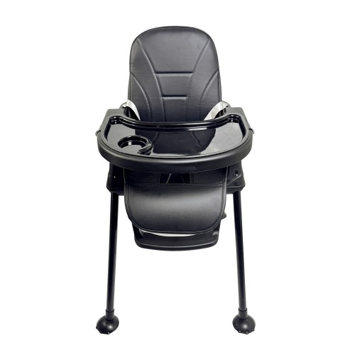 Καρεκλάκι φαγητού Moon 3 σε 1 με μεταλλικό σκελετό και πλαστικό κάθισμα με δερματίνη απο 6 μηνών έως 15 κιλά σε μαύρο χρώμα