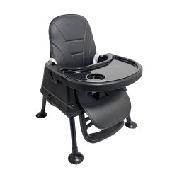 Καρεκλάκι φαγητού Moon 3 σε 1 με μεταλλικό σκελετό και πλαστικό κάθισμα με δερματίνη απο 6 μηνών έως 15 κιλά σε μαύρο χρώμα