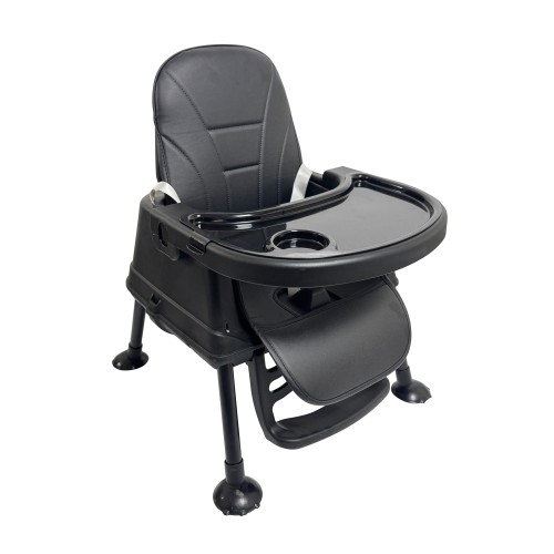 Καρεκλάκι φαγητού Moon 3 σε 1 με μεταλλικό σκελετό και πλαστικό κάθισμα με δερματίνη απο 6 μηνών έως 15 κιλά σε μαύρο χρώμα