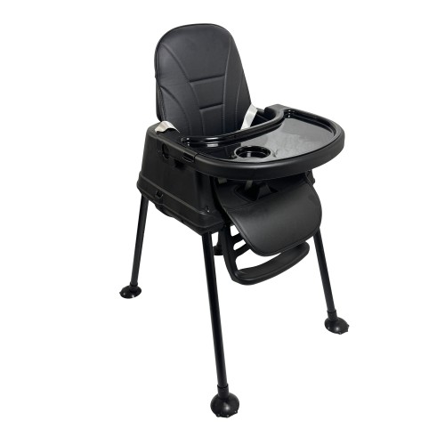 Καρεκλάκι φαγητού Moon 3 σε 1 με μεταλλικό σκελετό και πλαστικό κάθισμα με δερματίνη απο 6 μηνών έως 15 κιλά σε μαύρο χρώμα