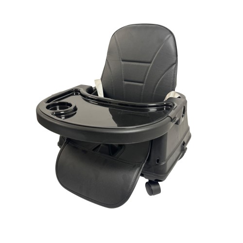 Καρεκλάκι φαγητού Moon 3 σε 1 με μεταλλικό σκελετό και πλαστικό κάθισμα με δερματίνη απο 6 μηνών έως 15 κιλά σε μαύρο χρώμα