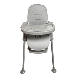 Καρεκλάκι φαγητού Moon 3 σε 1 με μεταλλικό σκελετό και πλαστικό κάθισμα με δερματίνη απο 6 μηνών έως 15 κιλά σε ανοιχτό γκρι χρώμα