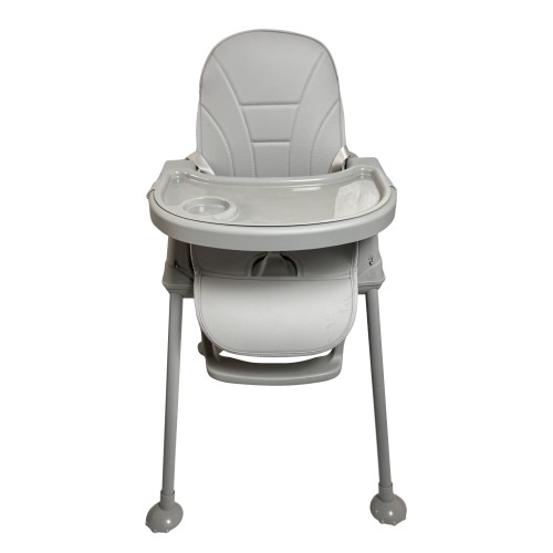 Καρεκλάκι φαγητού Moon 3 σε 1 με μεταλλικό σκελετό και πλαστικό κάθισμα με δερματίνη απο 6 μηνών έως 15 κιλά σε ανοιχτό γκρι χρώμα