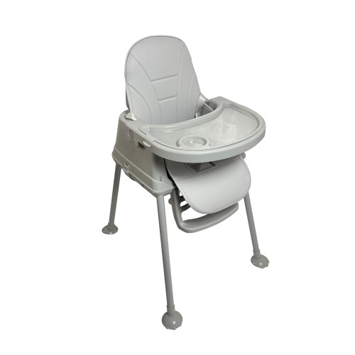 Καρεκλάκι φαγητού Moon 3 σε 1 με μεταλλικό σκελετό και πλαστικό κάθισμα με δερματίνη απο 6 μηνών έως 15 κιλά σε ανοιχτό γκρι χρώμα