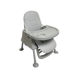 Καρεκλάκι φαγητού Moon 3 σε 1 με μεταλλικό σκελετό και πλαστικό κάθισμα με δερματίνη απο 6 μηνών έως 15 κιλά σε ανοιχτό γκρι χρώμα