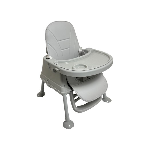 Καρεκλάκι φαγητού Moon 3 σε 1 με μεταλλικό σκελετό και πλαστικό κάθισμα με δερματίνη απο 6 μηνών έως 15 κιλά σε ανοιχτό γκρι χρώμα