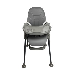 Καρεκλάκι φαγητού Moon 3 σε 1 με μεταλλικό σκελετό και πλαστικό κάθισμα με δερματίνη απο 6 μηνών έως 15 κιλά σε σκούρο γκρι χρώμα