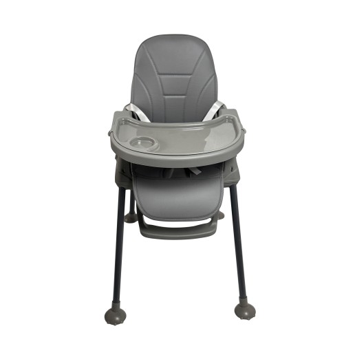 Καρεκλάκι φαγητού Moon 3 σε 1 με μεταλλικό σκελετό και πλαστικό κάθισμα με δερματίνη απο 6 μηνών έως 15 κιλά σε σκούρο γκρι χρώμα