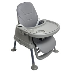 Καρεκλάκι φαγητού Moon 3 σε 1 με μεταλλικό σκελετό και πλαστικό κάθισμα με δερματίνη απο 6 μηνών έως 15 κιλά σε σκούρο γκρι χρώμα