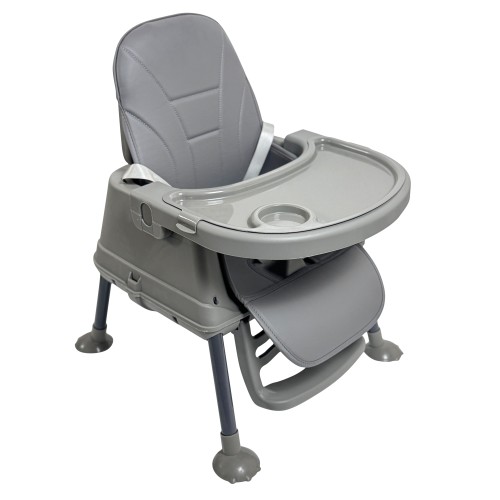 Καρεκλάκι φαγητού Moon 3 σε 1 με μεταλλικό σκελετό και πλαστικό κάθισμα με δερματίνη απο 6 μηνών έως 15 κιλά σε σκούρο γκρι χρώμα