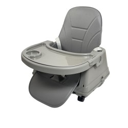 Καρεκλάκι φαγητού Moon 3 σε 1 με μεταλλικό σκελετό και πλαστικό κάθισμα με δερματίνη απο 6 μηνών έως 15 κιλά σε σκούρο γκρι χρώμα