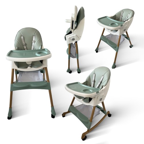 Καρεκλάκι φαγητού Bebe 4 σε 1 με ανάκληση και δυνατότητα κούνιας απο 6 μηνών έως 15 κιλά σε πράσινο χρώμα