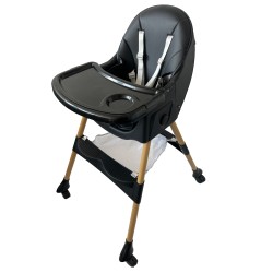 Καρεκλάκι φαγητού Bebe 4 σε 1 με ανάκληση και δυνατότητα κούνιας απο 6 μηνών έως 15 κιλά σε μαύρο μπεζ χρώμα