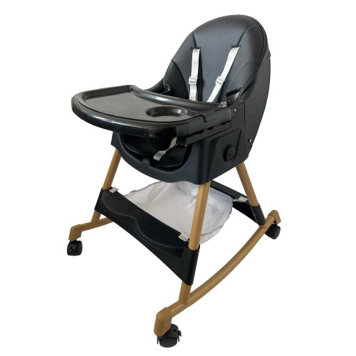 Καρεκλάκι φαγητού Bebe 4 σε 1 με ανάκληση και δυνατότητα κούνιας απο 6 μηνών έως 15 κιλά σε μαύρο μπεζ χρώμα