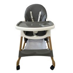 Καρεκλάκι φαγητού Bebe 4 σε 1 με ανάκληση και δυνατότητα κούνιας απο 6 μηνών έως 15 κιλά σε γκρι χρώμα
