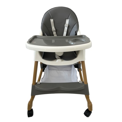 Καρεκλάκι φαγητού Bebe 4 σε 1 με ανάκληση και δυνατότητα κούνιας απο 6 μηνών έως 15 κιλά σε γκρι χρώμα