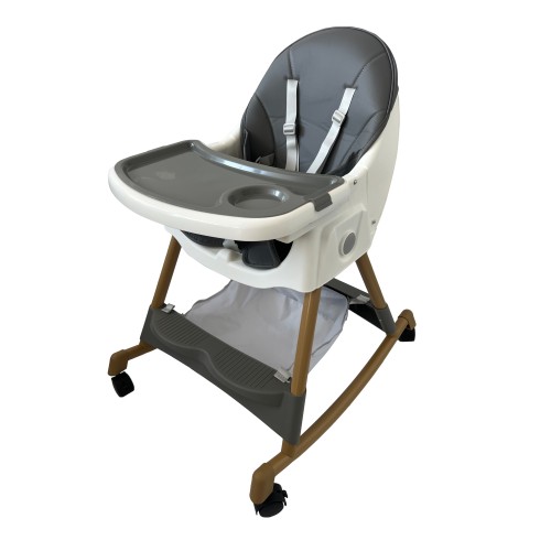 Καρεκλάκι φαγητού Bebe 4 σε 1 με ανάκληση και δυνατότητα κούνιας απο 6 μηνών έως 15 κιλά σε γκρι χρώμα