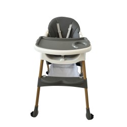 Καρεκλάκι φαγητού Bebe 4 σε 1 με ανάκληση και δυνατότητα κούνιας απο 6 μηνών έως 15 κιλά σε γκρι χρώμα