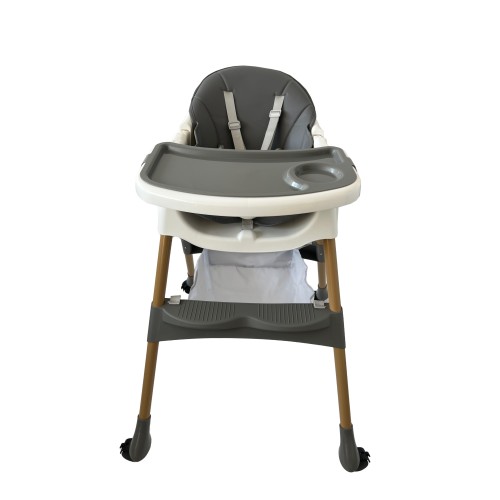 Καρεκλάκι φαγητού Bebe 4 σε 1 με ανάκληση και δυνατότητα κούνιας απο 6 μηνών έως 15 κιλά σε γκρι χρώμα