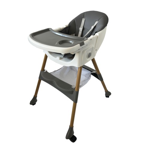Καρεκλάκι φαγητού Bebe 4 σε 1 με ανάκληση και δυνατότητα κούνιας απο 6 μηνών έως 15 κιλά σε γκρι χρώμα
