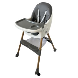 Καρεκλάκι φαγητού Bebe 4 σε 1 με ανάκληση και δυνατότητα κούνιας απο 6 μηνών έως 15 κιλά σε γκρι χρώμα