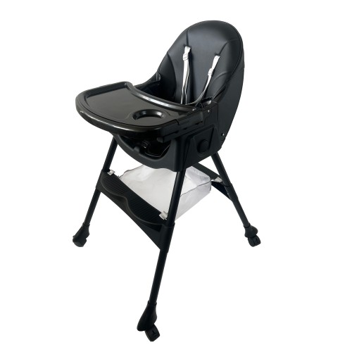 Καρεκλάκι φαγητού Bebe 4 σε 1 με ανάκληση και δυνατότητα κούνιας απο 6 μηνών έως 15 κιλά σε μαύρο χρώμα με μαύρα πόδια