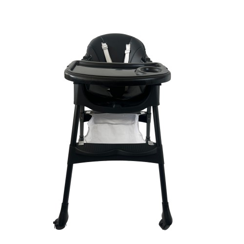 Καρεκλάκι φαγητού Bebe 4 σε 1 με ανάκληση και δυνατότητα κούνιας απο 6 μηνών έως 15 κιλά σε μαύρο χρώμα με μαύρα πόδια